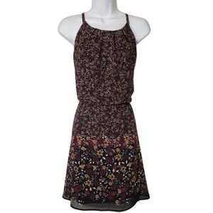 Maurices Womens Medium Earthy Floral Flowy Elastic Cut Out Back Lined Dress
